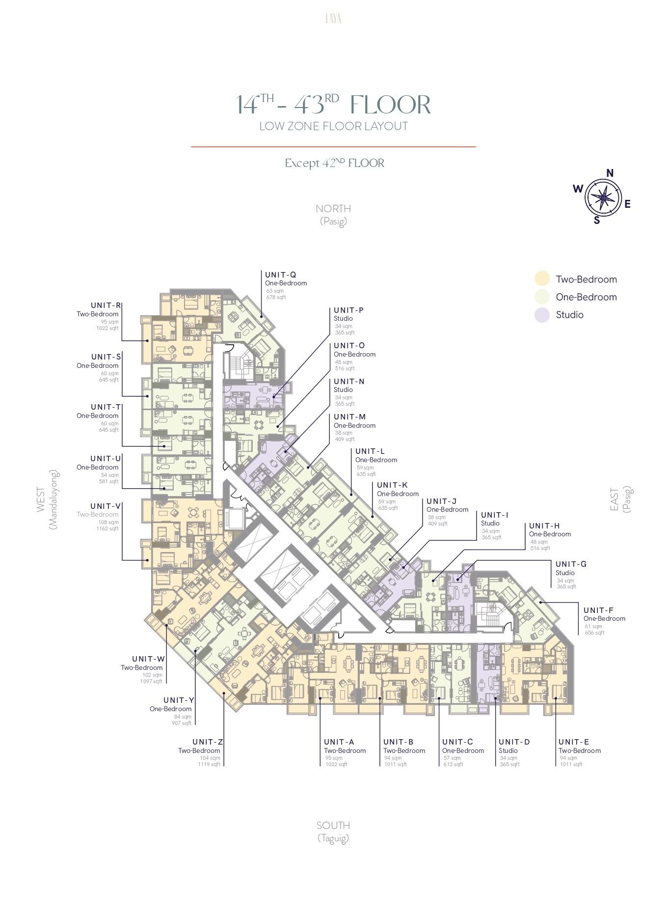 14th- 43rd Floor_Low Zone Floor Layout (except L42)